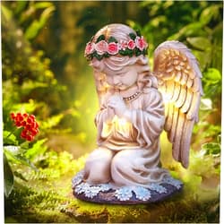 CHOiES record your inspired fashion Choies Solar Angel Garden Statue Outdoor Decor,Little Angel Praying Garden Sculpture for Outside,Angels Figurines Gifts for Women,Mom,Angel Outdoor Decoration for Home,Garden,Patio,Yard