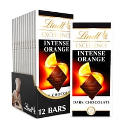 Lindt EXCELLENCE Intense Orange Dark Chocolate Bar, Dark Chocolate Candy with Orange and Almond Slivers, 3.5 oz. (12 Pack)