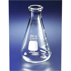 PYREX 125mL Narrow Mouth Erlenmeyer Flasks with Heavy Duty Rim, 12/pk