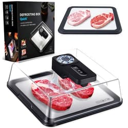 AuntyFey Rapid Defrosting Tray for Frozen Meat, Meat Thawing Tray for Frozen Meat with Airflow Technology, Meat Defroster, Smart Defrosting Mat, Thawing Mat, No Microwaves, No Cold/Warm Water Required, Black