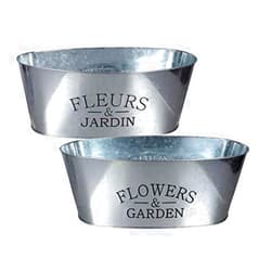 Greenbrier International Steelpangal - 1 Fleurs & JARDINS + 1 Flowers & Garden Aluminum Oval Planters, Decorating for Bath, Kitchen, Bedroom, Livingroom, Party *Bonus Pot Hugger