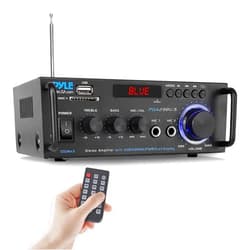 Pyle Wireless Bluetooth Stereo Power Amplifier - 200W Dual Channel Sound Audio Stereo Receiver System w/RCA, USB, SD, MIC in, FM Radio, for Home Theater Entertainment via RCA, Studio Use - Pyle PDA29BU