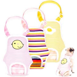 Nuanchu 3 Pcs Female Dog Diapers with Suspenders, Washable Reusable Adjustable Dog Sanitary Panties Cute Female Dog Underwear Puppy Dog Period Diapers for Female Dogs (Cute Pattern, M)