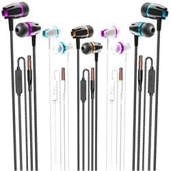 Kirababy Earphones 3 Pack in-Ear Headphones with Microphone, Wired Earbuds for iOS and Android Smartphones, Laptops, MP3, Gaming, Walkman(Black+White+Red)