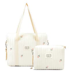 Paterr 2 Pcs Diaper Bag Tote for Women Multifunction Multisize Maternity Bag Quilted Cotton Cute Diaper Bag