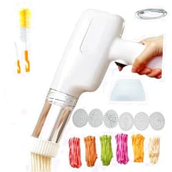 Aptovpvp Handheld Electric Pasta Maker, 6-in-1 Cordless Pasta Machine, Portable Noodle Maker with Moulds and Cutter, Automatic Dough Press,Homemade Ramen Spaghetti Maker Machine-with Cleaning Brush