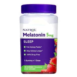 Natrol Melatonin Sleep Aid Gummy 5mg, 180 Strawberry Flavored Gummies