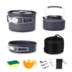 Alocs Camping Cooking Set Camping Gear, Camping Pots and Pans Set, Portable Camping Cookware Camping Essentials with Accessories for Outdoor Cooking, Backpacking, Hiking and Picnic.