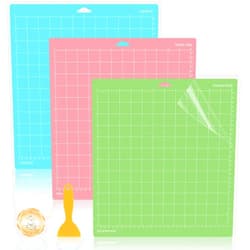 Chyaya 3 Pack Cutting Mats, 12x12 Cutting Mats for Cricut Maker 3/Maker/Explore 3/Air 2/Air/One, Reusable Adhesive Cutting Mats Accessories (StandardGrip, LightGrip, FabricGrip)