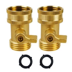 Twinkle Star Water Hose Shut Off Valve, 2 Pack Heavy Duty 3/4 Inch Solid Brass Garden Hose Connector, TWIS3003