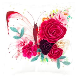 ELSKERJW Valentines Day Decorative 3D Flower Butterfly Accent Throw Pillow Cover 18x18 Velvet Pillowcase Pink Cushion Cover for Sofa Bed Couch Bedroom Outdoor Farmhouse