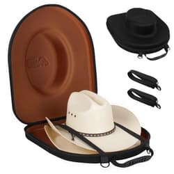 Anysiny Hat Box for Travel-Crush Proof Hat Travel Case for Cowboy Hats Holder Storage Box Organizer Cap Carrier with Adjustable Carry Strap (Cowboy-Black Brown, Large-Cowboy Hat Case)