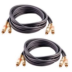 Seismic Audio - SAPRCA6-2 Pack of Premium 6 Foot Dual RCA Male to Dual RCA Male Audio Patch Cables - Black and Black - 2-RCA to 2-RCA Audio Cord