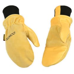 Kinco - Lined Premium Pigskin Leather Work and Ski Mitt with Nikwax Waterproof Wax, Heavy Duty Reinforced Palm, Heatkeep Thermal Insulation, Omni-Cuff, Fitted Knit Wrist, (Style No. 901T)