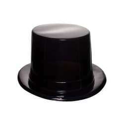 Windy City Novelties 12 Pack Black Plastic Top Hats