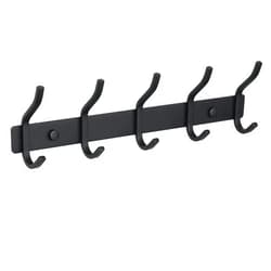 Alise Coat Rack Wall Mount,Coat Hanger Rail with 5 Double Coat Hooks for Hanging Coats Bathroom,SUS304 Stainless Steel Towel Hanger Hook Racks for Purse Clothes Entryway Jacket Hats Towels,Black