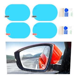Sylvil 4 PCS Car Rearview Mirror Waterproof Film, Rainproof Anti Fog Auto Side Window Protective Sticker for Safe Driving, HD Clear Nano Coating Rear Mirror Film for Most Vehicles (Oval Large)