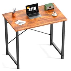 DUMOS 32 in Small Computer Desk for Home Office, Modern Study Work Table Simple Style for Bedroom, Writing Desks with X-Shaped Reinforcement, Rust
