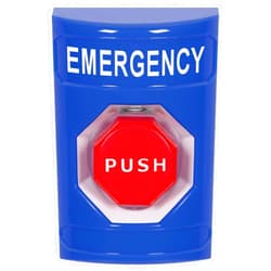 STI Safety Technology International, Inc. SS2405EM-EN Stopper® Station Push Button, Momentary, Blue, Emergency Label
