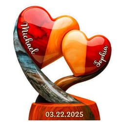 43Lotus Our Hearts Beat As One - Couple Personalized Custom Acrylic Plaque Custom Shape - Gift For Husband Wife, Anniversary, Couple Hearts Custom Shaped Acrylic Plaque, Anniversary Birthday Gift For Him Her