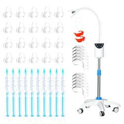 EZGO Dental Mobile Teeth Whitening Lamp Cold Bleaching Teeth Whitening Blue Light Machine LED Teeth Whitener Accelerator Light,Teeth Whitening Gel Refill Pack, 20 Pieces C-Shape Cheek Retractor