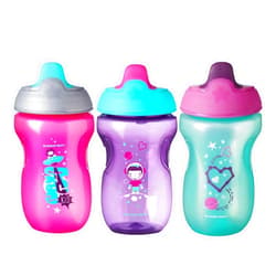 Tommee Tippee Non-Spill Toddler Sippee Cup, 9+ Months, 10 Oz, 3 Count, Girl, Pink/Purple/Green