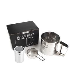 LMLCOOK Flour Sifter, 3 Cup Sifter for baking, Stainless Steel Flour Sifter for Baking Cakes, Pastries, Pies, Cupcakes and Desserts, Powdered Sugar Shaker Duster, With Hand Press Design