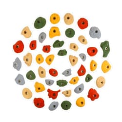 Atomik Climbing Holds 47 Bolt-On Kids Variety Holds in Assorted Earth Tones with Indoor Hardware