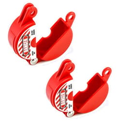 QWORK Valve Lockout, Safety Padlock Gate Valve Lock Device for Professional and Industrial Use, Red, 2 Pieces