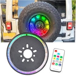 Tänzedzm RGB Spare Tire Brake Light,RGB brake light spare tire, Rear Tire Light, Third Brake Light Wheel Light LED Ring Compatible with Jeep Wrangler JK 2007-2018