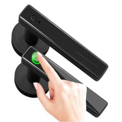 MASTER LUBAN Fingerprint Door Lock Handle,Thumbprint Smart Door Lever,Eletronic Keyless Entry Keypad Door Lock with Handle for Bedroom,No App