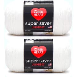 Red Heart Super Saver Jumbo White Yarn - 2 Pack of 396g/14oz - Acrylic - 4 Medium (Worsted) - 744 Yards - Knitting/Crochet