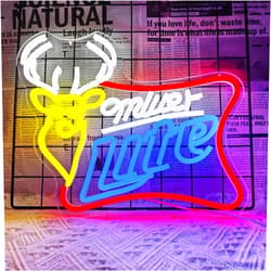 JooeTuu Beer Miller lite Neon Signs for Wall Decor Dimmable Bar Neon Beer Sign Deer Neon Light Signs for Man Cave Bedroom Shop Beer Club Pub Bistro