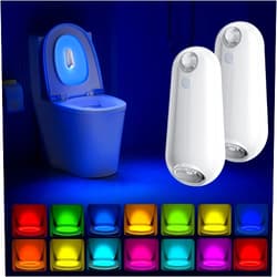 SENCU 2-Pack Toilet Night Light Motion Activated Sensor,USB Rechargeable RGB Toilet Bowl Light,Stick-On LED Nightlights for Bathroom, Bedroom, Cabinet, Stairs, Hallway,Funny Valentine Day/Birthday Gifts