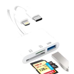 CULGC USB C SD Card Reader for iPhone, iPad, Lightning Dual Port SD Card Adapter, Memory Card Reader for Camera Adapter, Support SD, Micro SD, USB 3.0, Plug and Play