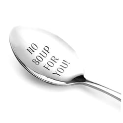 TOPKOUTÁLI topkoutáli Family Kitchen NO Soup For You Soup Spoon, Stainless Steel Espresso Engraving Spoons for Friend Girlfriend Boyfriend Dad Christmas Birthday