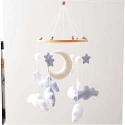 GOODMOM Sky Baby Mobile for Crib – Dreamy Mobile for Baby Crib – Handmade Felt Clouds and Moon Nursery Decor – Gender-Neutral Crib and Ceiling Mobile in Overcast Theme - Perfect Gift for Newborns