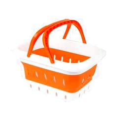 ANNIYA Foldable Plastic Bathroom Storage Basket with handles Lightweight, Durable, Ideal for Dorms, Bathrooms, Cleaning, Kitchen Storage, Camping, Waterproof and Easy to Clean (Orange 1 pack)