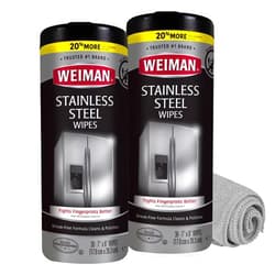 Weiman Stainless Steel Cleaner and Polish Wipes Bundle with Microfiber Cloth-Removes Fingerprints, Water Marks and Grease from Appliances - Works Great on Refrigerators, Ovens, and Grills
