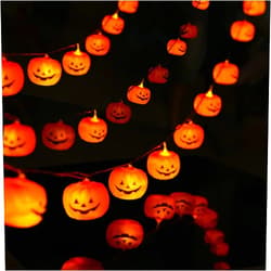 MILEXING Halloween String Lights, LED Pumpkin Lights, Holiday Lights for Outdoor Decor,2 Modes Steady/Flickering Lights(20 One Pumpkin Lights, 9.8 feet)
