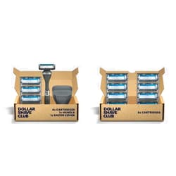 Dollar Shave Club 6-Blade Travel Shaving Kit with Diamond Grip Club Series Razor Handle, 4 Cartridges and Cover plus 8 Count 6 Blade Razor Refills
