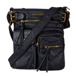 Montana West Crossbody Bag for Women Soft Washed Leather Multi Pocket Shoulder Purses Black