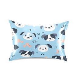 FRCSDIY Cute Dogs Satin Pillowcase for Hair and Skin 1PCS,Silky Soft Pillow Case with Envelope Closure Pillow Cover,Standard Size 20×26In