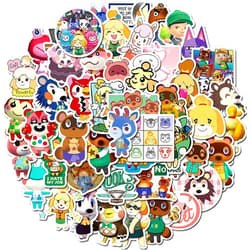JMYUJX 50pcs Cartoon Game Animal Crossing Stickers for Kids, Vinyl Waterproof Stickers for Laptops,Water Bottle,Guitars,Snowboards, Kawaii Animal Crossing New Horizons Stickers for Girls, Teens,