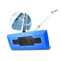 Snow Joe SJBLZD The Original 2-in-1 Telescoping Snow Broom + Ice Scraper w/18-Inch No-Scratch Foam Head, Closed Cell Foam for No Water Absorption, Blue