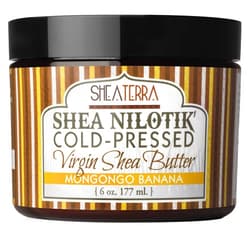 Shea Terra Organics 100% Organic Cold-Pressed Virgin Shea Butter – Mongongo Banana | Natural Anti-Aging Daily Skin, Nails & Hair Cream to Soften & Hydrate Dry Skin & Reduce Stretch Mark – 6 oz