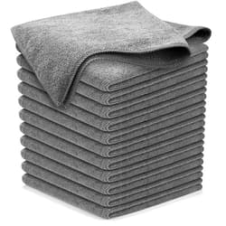 Wadoaf Microfiber Cleaning Cloth Grey - 12 Pcs (12.5
