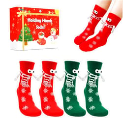 Kannove Funny Christmas Magnetic Socks that Hold Hands 2 Pairs,White Elephant Exchange Gifts for Adults,Xmas Secret Santa Gag Gifts for Couples Women Men,Christmas Gifts for Boyfriend Girlfriend Best Friend