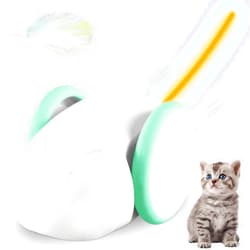 PAKESI Robot Mouse Cat Toy for Indoor Cats,Automatic Cat Mouse Toy with LED Light,Smart Sensing Moving Electric Cat Toys with Replaceable Feather,Simulated Mouse Calls,USB Rechargeable