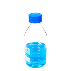 ALWSCI 1000ml Graduated Glass Round Media Storage Bottle with blue GL45 Screw Cap, 3.3 Borosilicate Glass, Wide Mouth Lab Reagent Bottle, Pack of 1
